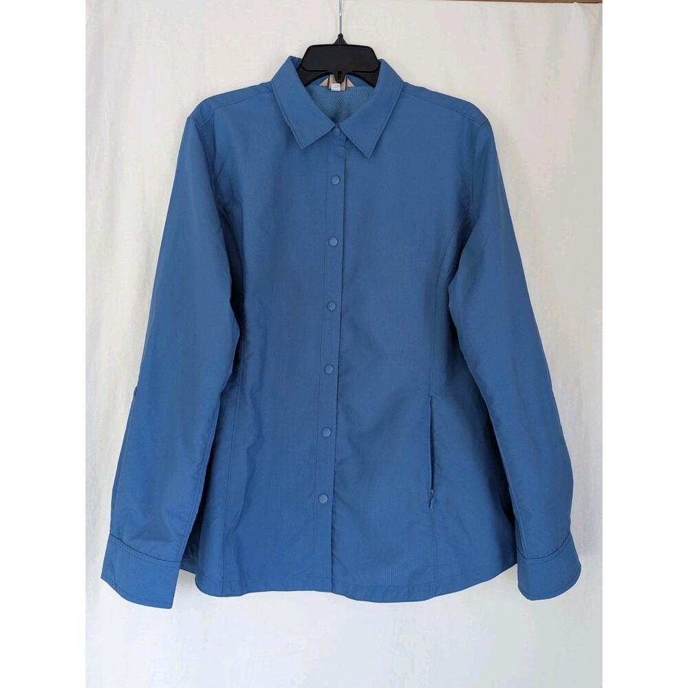 Duluth Trading Shirt Men's XL Vented Blue Fishing Hiking Button Cool Plus